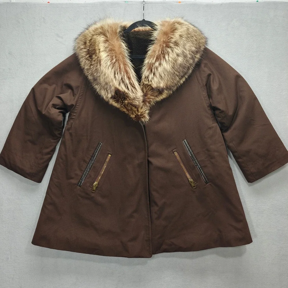 Vintage Bonnie Cashin Sills Coat Womens Size XX Fur Collar Old Money Statement